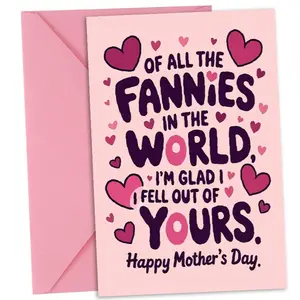 2 PCS Funny Mother's Day Card Cheeky Joke Greeting Card for Mum Mom | Rude Sarcastic Adult Humor Gag Gift from Daughter Son | Novelty Pink Present Ideas | Viral Mothers Day Gifts Funny Stationery