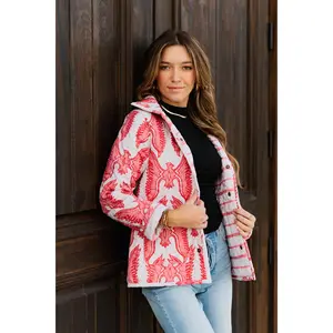 Chase Firebird Sand / Fuchsia Quilted Snap Jacket