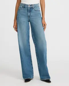 Express High Waisted Light Wash 50/50 Rigid Stretch Wide Leg Jeans