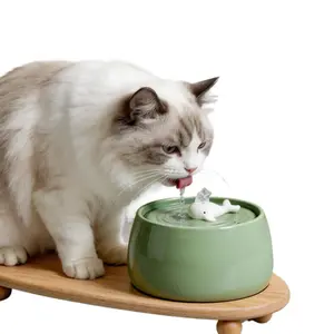 Ceramic Cat Water Dispenser 1.3L – USB USB Powered Ultra Quiet Pet Water Fountain, Triple Filtration with Carbon & Sponge, Auto Pump for Cats & Small Dogs, Easy Clean, BPA-Free, Healthy Hydration