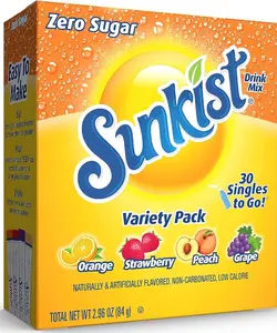 Sunkist Soda Variety Pack, Singles To Go Orange, Strawberry, Grape and Peac...