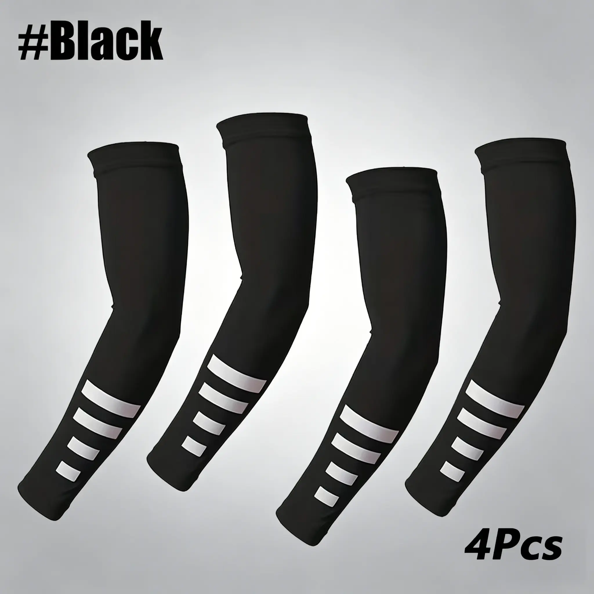 Unisex 2-Pack Cycling Arm Sleeves - Breathable, Quick-Drying, Reflective Striped Compression Arm Protectors for Cycling, Golf