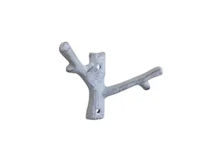 Handcrafted Model Ships K-9128-w 5 x 2 x 3.5 in. Whitewashed Cast Iron Forked Tree Branch Decorative Metal Double Wall Hooks