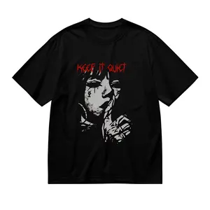 100% Cotton Casual Style T-Shirt Keep It Quiet Gothic Anime Girl Shush Graphic Design For Emo Fans And Dark Aesthetic Lovers Perfect For Everyday Wear And Summer Season Ideal Gift For Pop Culture Admirers And Edgy Style Enthusiasts