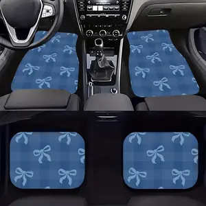 4-Piece Car Footrest Set Butterfly Knot Design Durable New Alginate Easy Clean Front Rear Seat Protection Stylish Cute All-Weather Use Perfect Gift Car Interior Accessory