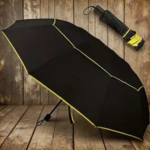 Large Reinforced Waterproof Umbrella, Rubber Sun Protection, Dual-Use Foldable Rain and Sunny Umbrella, Ten Ribs Double Layer Fabric