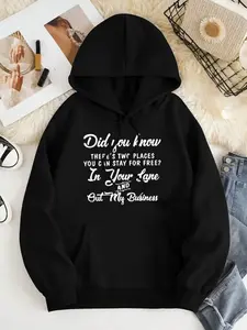 Women's Letter Print Drop Shoulder Hoodie, Casual Streetwear Sweatshirt, Fashion Casual Drawstring Pocket Hooded Sweatshirt for Daily Holiday Outdoor Wear, Women Clothing for Fall & Winter