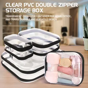 New 2025 Travel Storage Bag Set for Home Storage of Cosmetics and Toys, Zippered Hard Plastic PET Box