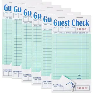 6 Pack Guest Checks Books for Servers Server Note Pads, Waiter Checkbook, Waitress Notepad for Restaurants, Paper Checks 50 Sheets/Pack, 300 Total Tickets