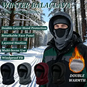 Two-pack/Single-pack autumn/winter balaclava hat, with letter print design, integrated hood and hat, stretchy two-layer design, suitable for daily wear, outdoor activities, fishing, skiing, and can be worn with a helmet.  season 2-in-1 men gift