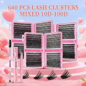 640 Clusters Fluffy Individual Lashes, Mix 10D-100D Style False Eyelashes, Natural Daily Wear & Party Dramatic Look, 10-16mm Mixed Lengths, Salon Quality, Beginner-Friendly, Perfect for Everyday & Christmas Occasions 🎄✨