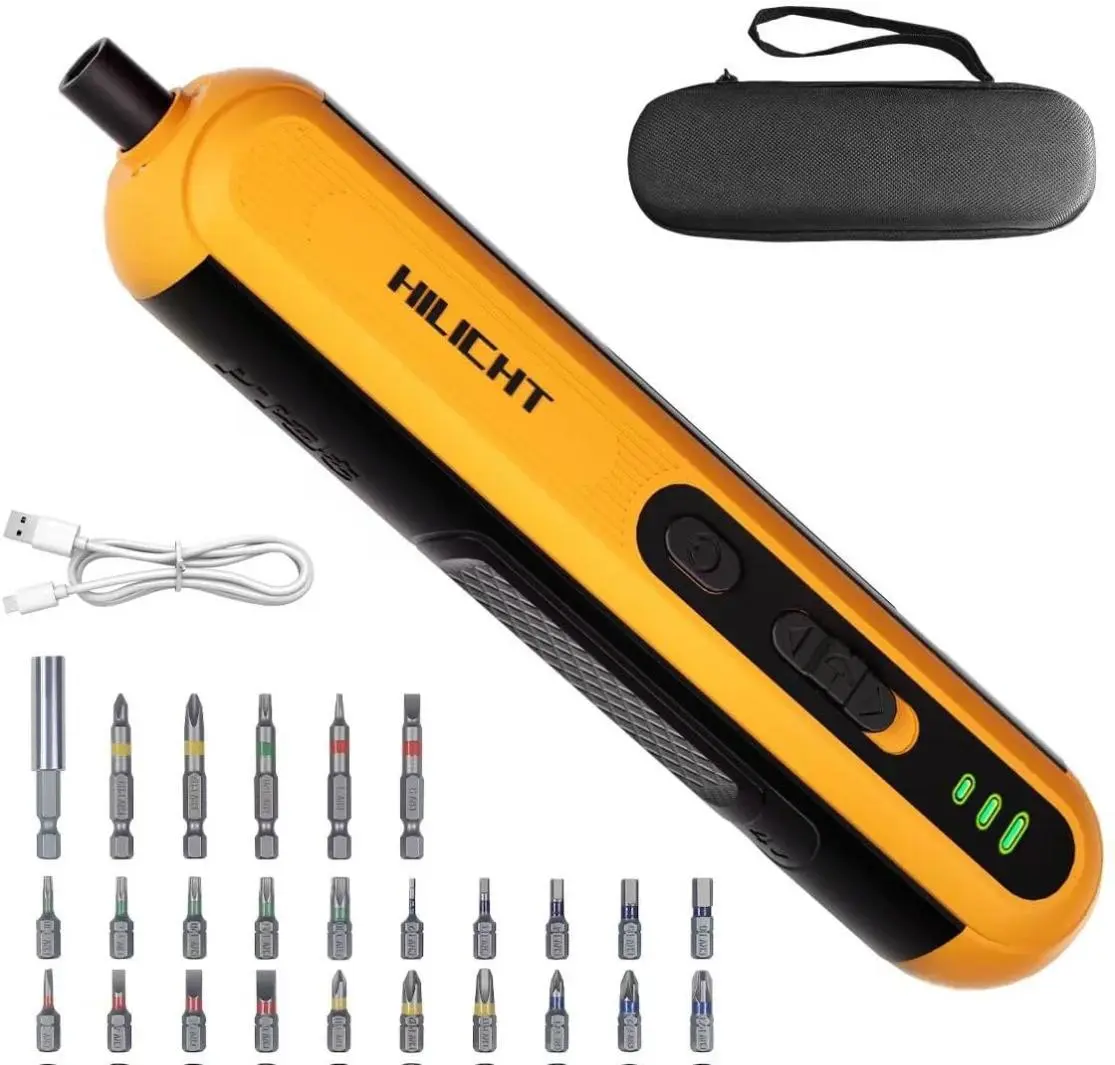 HILICHT 4V Cordless Electric Screwdriver Set with 26 Bits, USB-C Rechargeable Power Screwdriver for Furniture Assembly, Home DIY & Repair