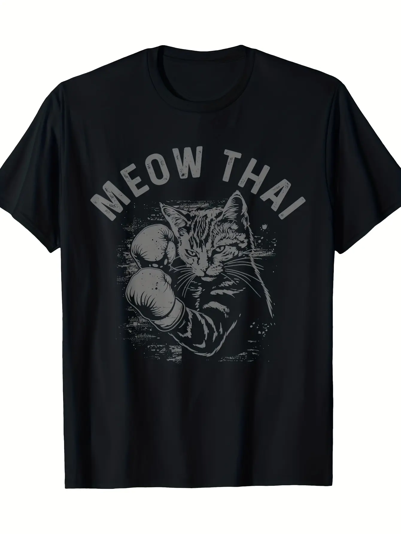 Men's  Women's Meow Thai Funny Muay Thai Boxing Ca unisex soft cotton short sleeve t shirt, vintage graphic casual tee for men women teens, perfect birthday holiday gift for camping travel gym daily street  wear