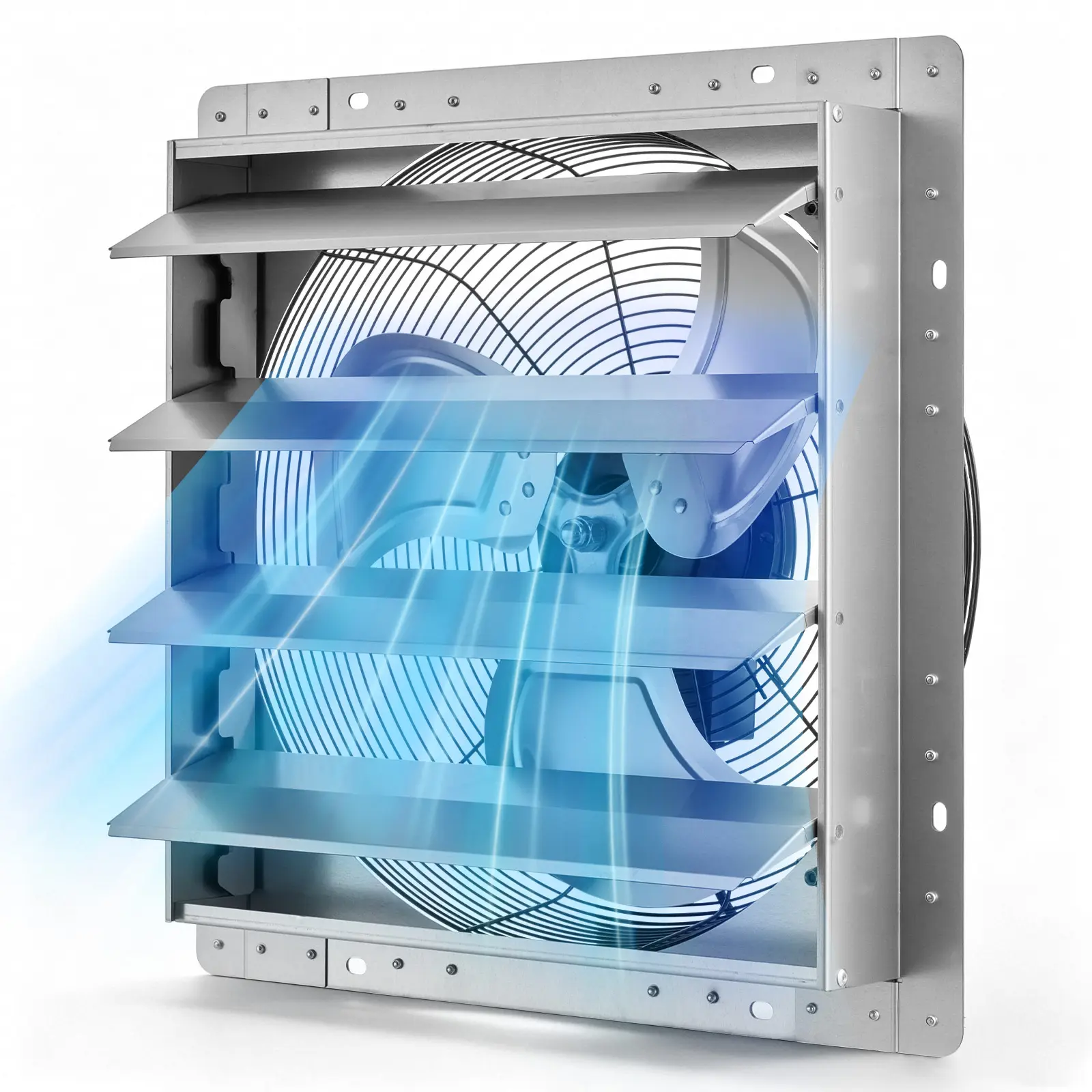 【SummerFinds】VEVOR 18-Inch Wall-Mounted Ventilation Fan with Auto Louvers, Sturdy Steel Frame, 3051 CFM Flow, Low Noise AC Motor, Silver for Attic, Garage, Workshop