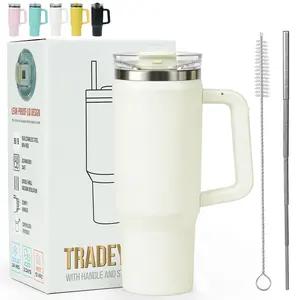 Tradeysum 30 oz Tumbler with Handle and Hidden Straw, 2026 New Product Vacuum Insulated Stainless Steel Water Bottle with 2-in-1 Lid, Leak-Proof Reusable Iced Coffee Mug, Car Cup Holder Friendly for Gym, Travel & Office
