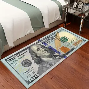 $100 Bill Print Area Rug - Non-Slip Polyester Bath Mat 15.75 x 23.62 Inches for Bedrooms & Living Rooms - No Electricity Required - Featherless Design