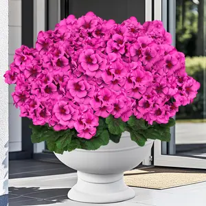 Artificial Geranium Fake Flowers for Outdoors Decoration,8set Silk Geraniums Pink Flower UV Resistant Look Real Faux Plants for Front Door Garden Porch Planter Patio Balcony Yard Indoor Home