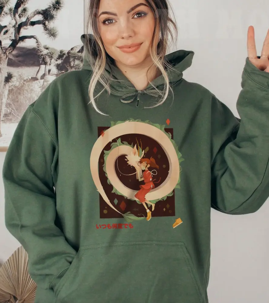 Spirited Away Love Hoodie, Anime Hoodie Featuring Chihiro and Haku from Studio Ghibli Shirts, Howls Moving Castle Shirts, Studio Ghibli Anime Shirts
