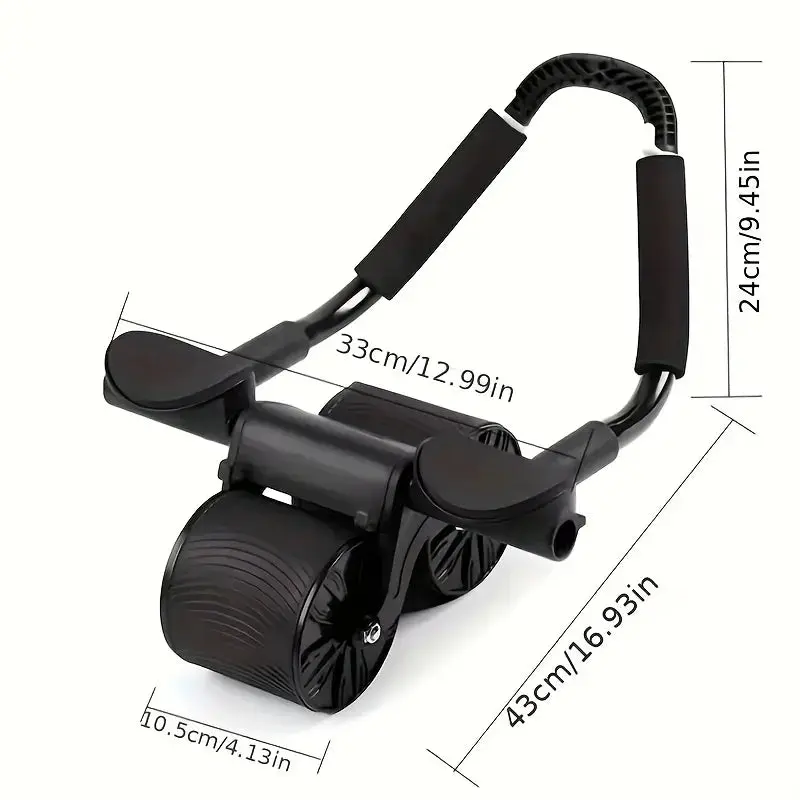 Ab Roller Wheel Abdominal Muscle Trainer 2-Wheeled Muscle Strengthening Trainer Automatic Rebound Ab Exercise Machine for Adults