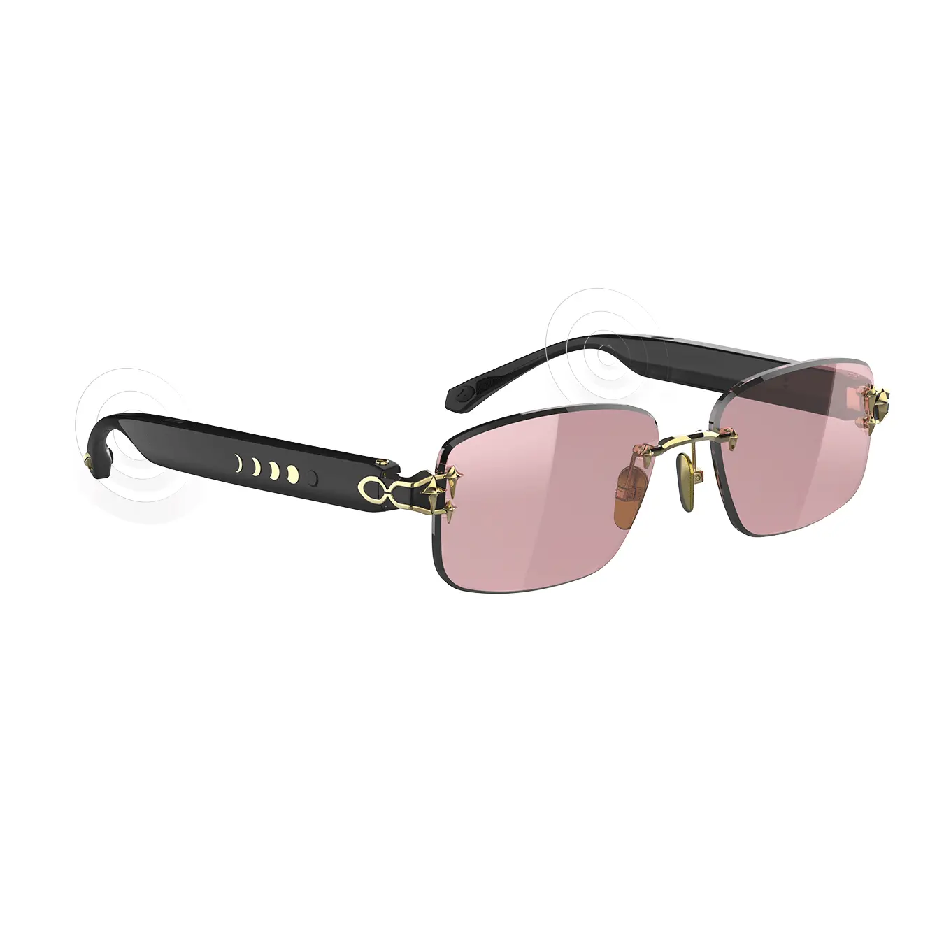 Aura Audio Calm Smart Sunglasses (Black) – Color-Changing Lenses + Bluetooth Audio, Cool Tone Focus