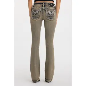 MissMe Xena Low Rise Bootcut Jeans - MissMe Xena Low Rise Bootcut Jeans – Y2K Inspired Low Rise Bootcut with Sculpting Fit, Leg-Lengthening Shape & Vintage Wash Western Glam Detail