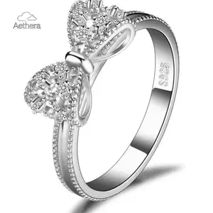 Sterling silver promise ring set with cubic zirconia, suitable as a gift for girls or couples, perfect for daily wear Valentine’s Day Gift.