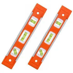 2 count 9 inch Aluminum-Sided Magnetic Torpedo Level, Box Level Spirit Bubble level - Orange