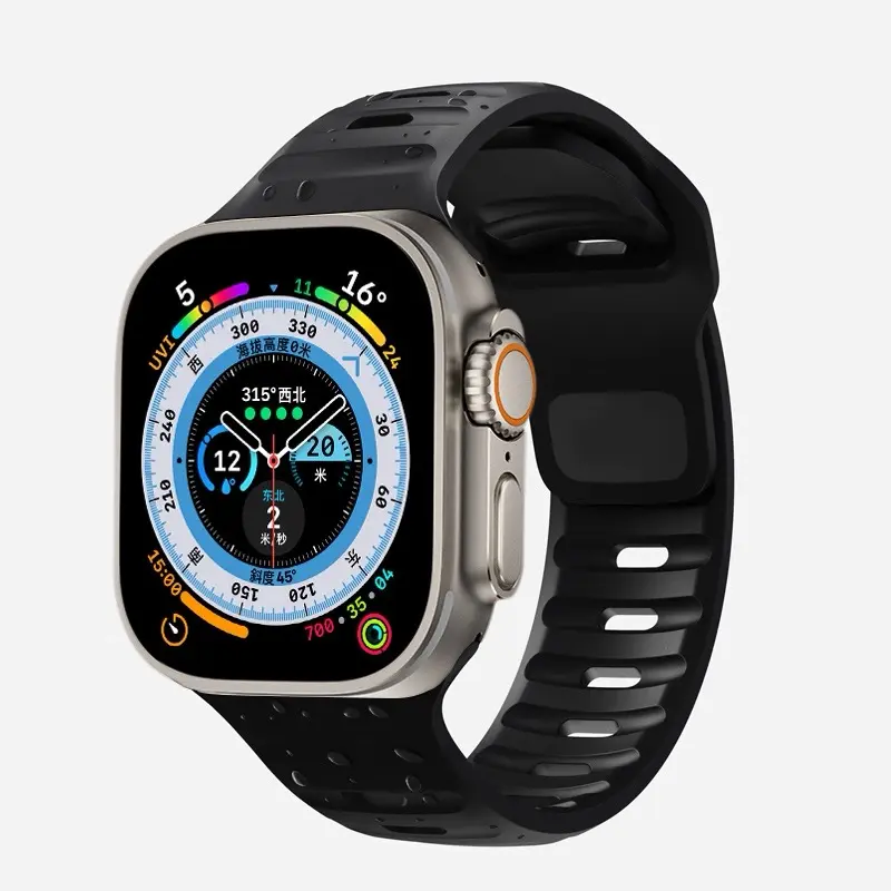 Adjustable Multi-Size Ultra Wide Waterproof Silicone Sport Bands for 38mm-49mm Smart Watches (Series 11/10/9/8/7/6/5/4, Ultra 1/2/3, SE1/2/3), Dual Colors Classic Black & Vibrant Orange Wearable Accessories, 3-Piece Combo Pack A