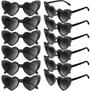Heart-Shaped Sunglasses, 12 Pairs/set, Fashion Accessory for Bride Shower, Singles Party, Wedding, Birthday, Party Gift, Party Supplies