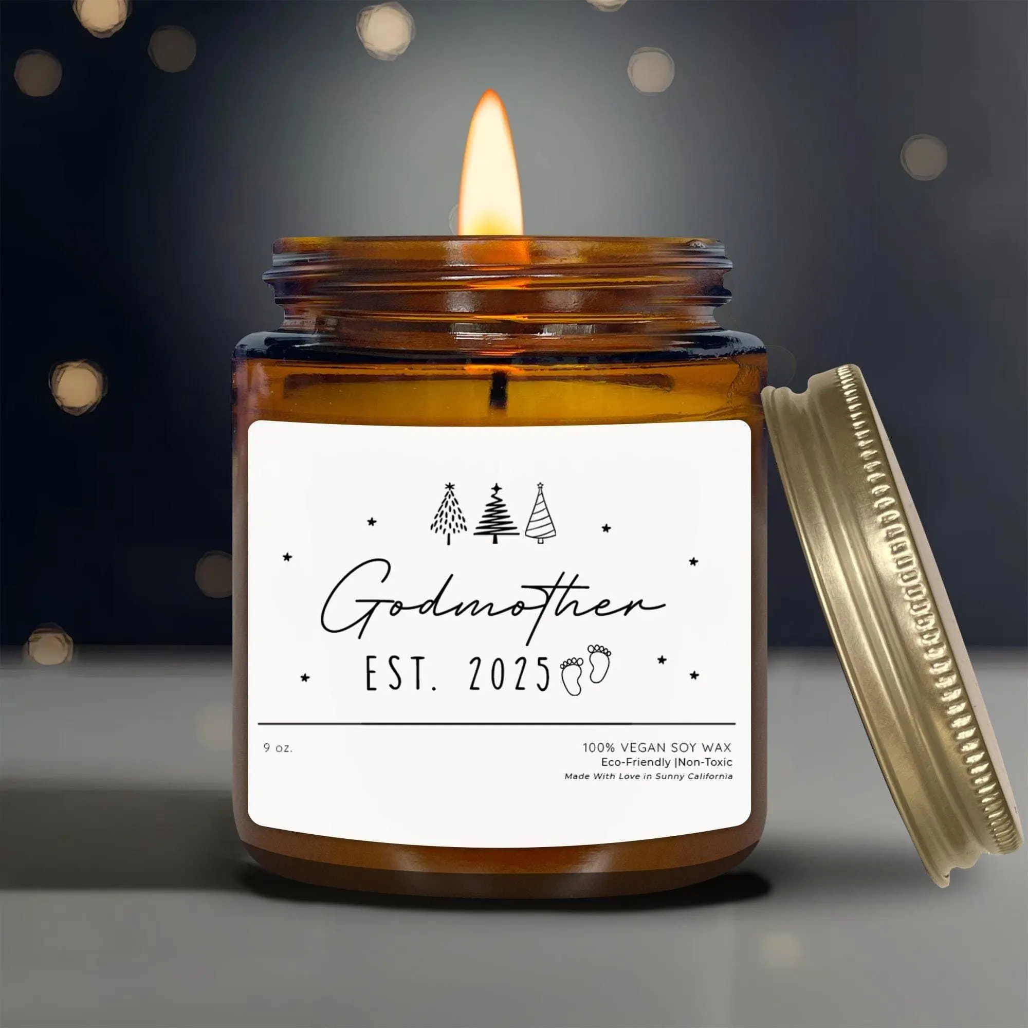 Personalized Godmother Scented Candle, Godmother Est. 2023 Candles, Unique Christmas Gift For Godmother, Christmas Godmother Candle