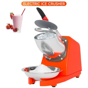 Areyourshop Summer Essential Orange 300W Electric Ice Crusher Machine,Shaver Snow Cone Maker,Dual Blades Aluminium Cover, Kitchen Utensils for Home Commercial Use