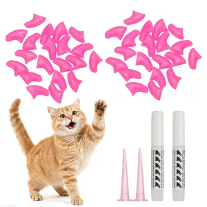 PETAXCELL Cat Nail Caps, Cat Claw Covers with Adhesive Glue and Applicators, Kitten Claw Caps Soft Paws, (40pcs, XS, Rose Red), Intended for Pet Tips /  Nail Covers / Control Paws