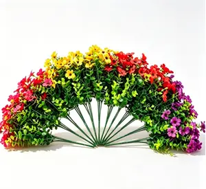 12 Bundles UV Resistant Artificial Flowers - No Fade Fake Plants for Outdoor/Indoor, Patio, Porch, Garden, Window Box, Home Decor, Wedding, Spring Summer All Seasons Decoration