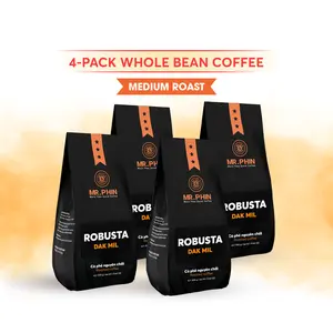 Robusta Dak Mil – 100% Robusta Whole Bean Vietnamese Coffee (4.4 lb/4 Pack)
