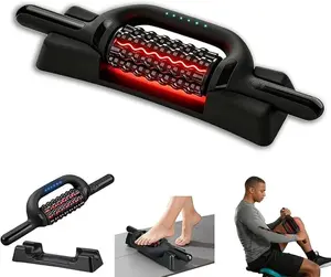 Electric Rolling Massager with Soft Red Light, Rechargeable Roller Massager with Hands-Free Base, 6-Speed Adjustable Rolling Tool for Arms, Legs, Calves, Feet