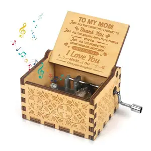 You are My Sunshine Music Box, Son Daughter Gifts for Mom, Personalized Laser Engraved Vintage Design Wooden Music Boxes, Mothers Day Birthday Mom Gifts from Daughter Son