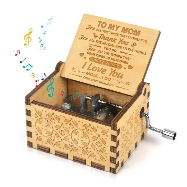 You are My Sunshine Music Box, Son Daughter Gifts for Mom, Personalized Laser Engraved Vintage Design Wooden Music Boxes, Mothers Day Birthday Mom Gifts from Daughter Son