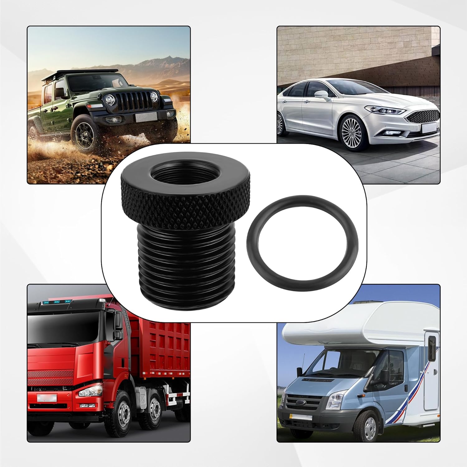 2PCS Car Accessories Adapters with Washers,Durable Steel 1/2x28 to 3/4x16 Adapter for Replace Broken Fittings,Essential Automotive Accessories for Car,Truck,SUV