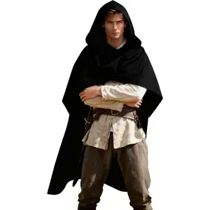 Medieval Hooded Shawl Renaissance Multifunctional Cowl Scarf Cape Desert Post Apocalyptic Costume LARP Assassin Cosplay