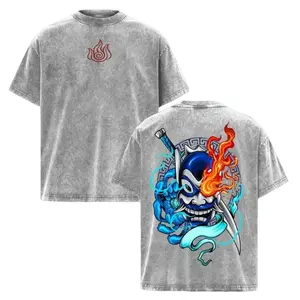 Avatar The Last Airbender Zuko Blue Spirit Mask T-Shirt Anime Graphic Tee Vintage Streetwear Unisex Oversize Heavyweight Cotton T Shirt Gift For Anime Fan Anime Double Printed Washed Tee，Anime merchandise