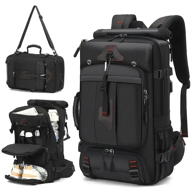 1pc Large Capacity 13.21 Gallon Climbing Backpack, Polyester Lining, Adjustable Strap, USB Charging, Compartment with Shoes, Zipper Closure, Unisex Outdoor Camping Backpack