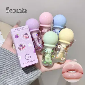 5-Piece Sweet Nourishing Lip Oil Set, Moisturizing & Hydrating, Perfect for Students & Daily Use, Natural Fruit Flavor Lips Care