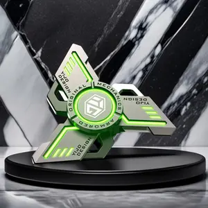 Glowing Fidget Spinner Alloy Metal Hand Toy, Stress Relief Fidgeting Silent Bearing R188 Night Light Gyroscope, Perfect Gift for Halloween Christmas Birthdays