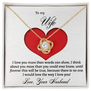 To My Soulmate Wife Necklace Gift Personalized Message Card Birthday Keepsake From Husband Meaningful Knot Pendant Necklace