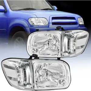 Nilight 2005 2006 Toyota Tundra 4 Door Double Crew Cab 2005 2006 2007 Sequoia Headlight Assembly Chrome Case Clear Reflector