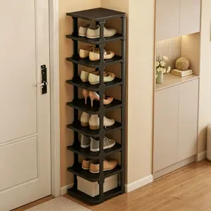 Foldable Shoe Rack, 9-Tier Vertical Space-Saving Corner Storage Shelf, Holds 9-10 Pairs of Shoes, Ideal for Entryway, Garage, Living Room