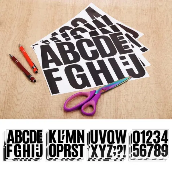 15 Sheets Large Self Adhesive Vinyl Letters Numbers Kit, 4 Inch Mailbox Numbers Stickers for Mailbox, Signs, Window, Door, Cars, Trucks, Home, Business, Address Number, lockers (4 Inch, Black)