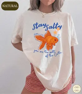 Comfort Colors Stay Salty T-shirt, You Are The Salt Of The Earth Tee, Christian Inspirational Top, Faith Summer Beach Apparel, Religious Girls Trip T-shirt
