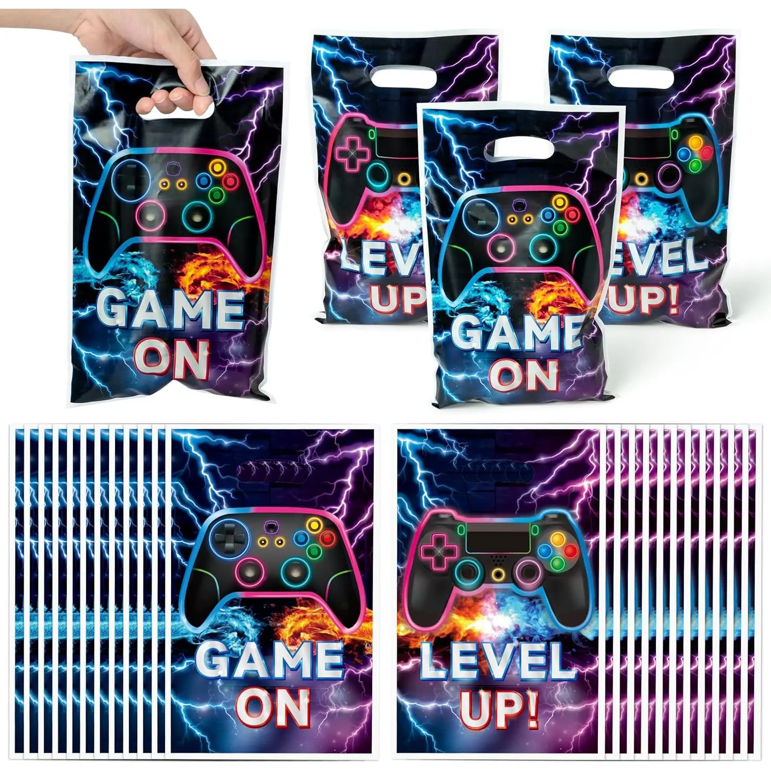Video Game Party Favor Bags - 50Pcs Gaming Theme Candy Treat Goody Bags, Kids' Events Birthday Party Decorations Supplies for Gamers