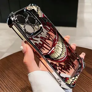 Clown Pattern Four Corner Anti-Fall Phone Case Transparent Electroplated Protective Cover for IPhone 16 Pro Max 15 Plus 14 13 12 11 E